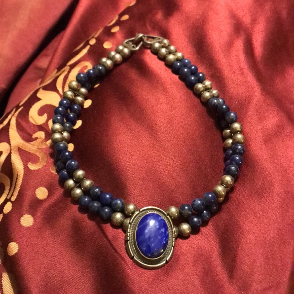 Vintage Sterling Silver Lapis Choker